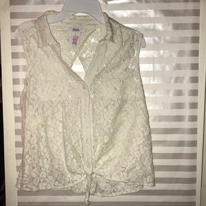 Cream colored lace tank with open back